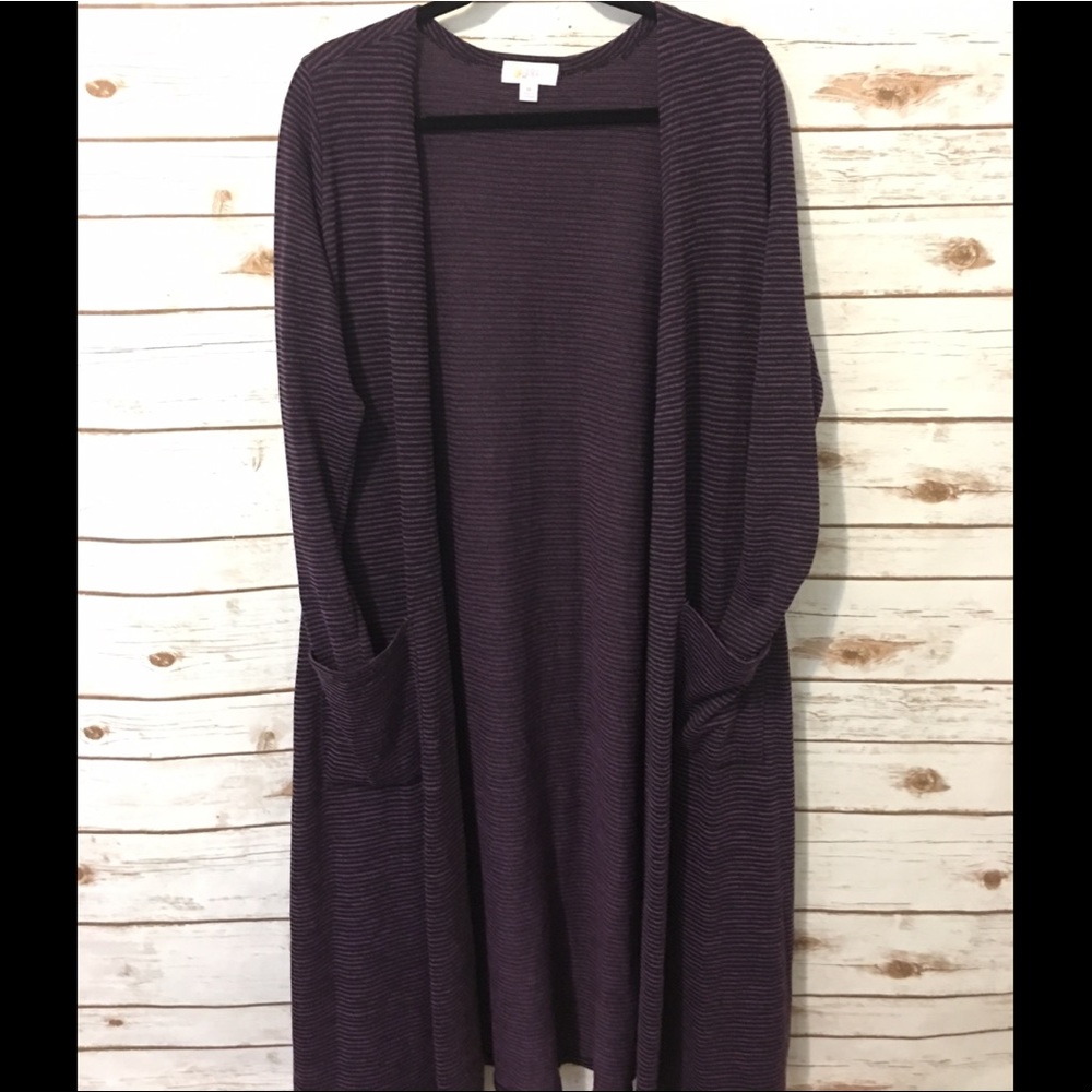 Medium purple and black microstriped duster
